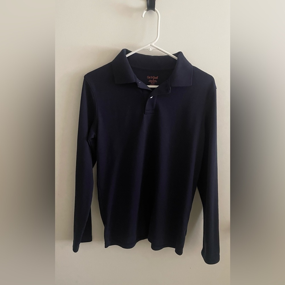 Boys Navy Blue Cat & Jack School Uniform Long Sleeve Shirt Size XL